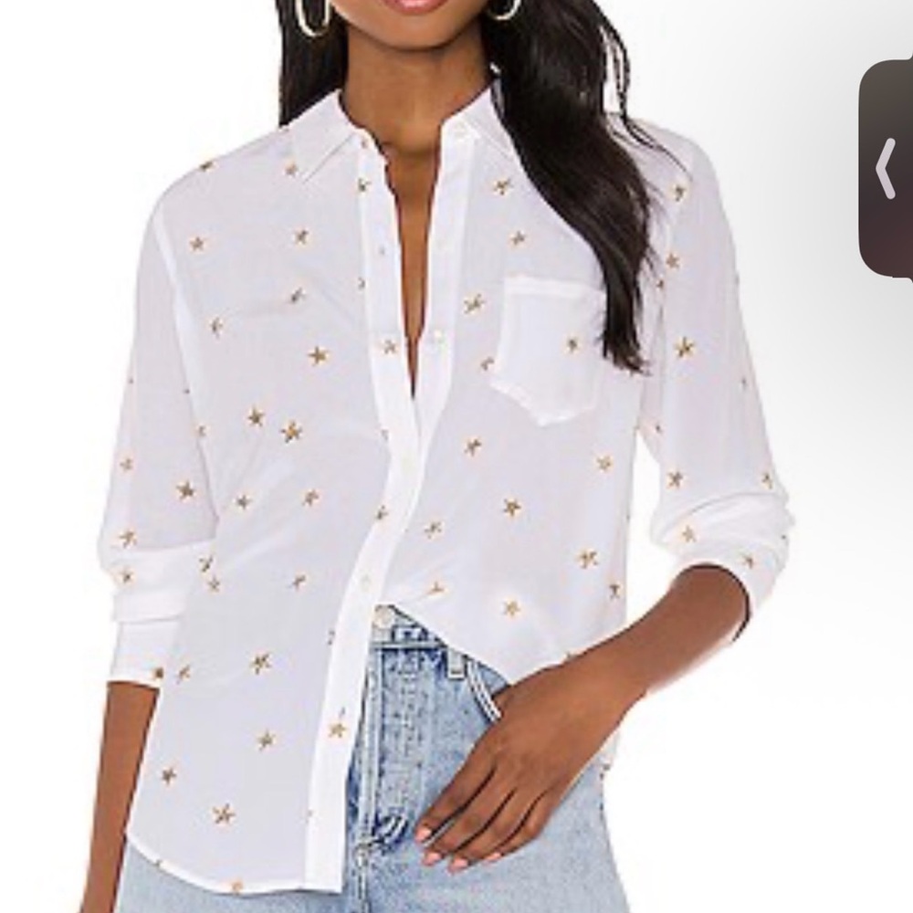 Revolve Rails White Blouse with Animal Star Pattern
